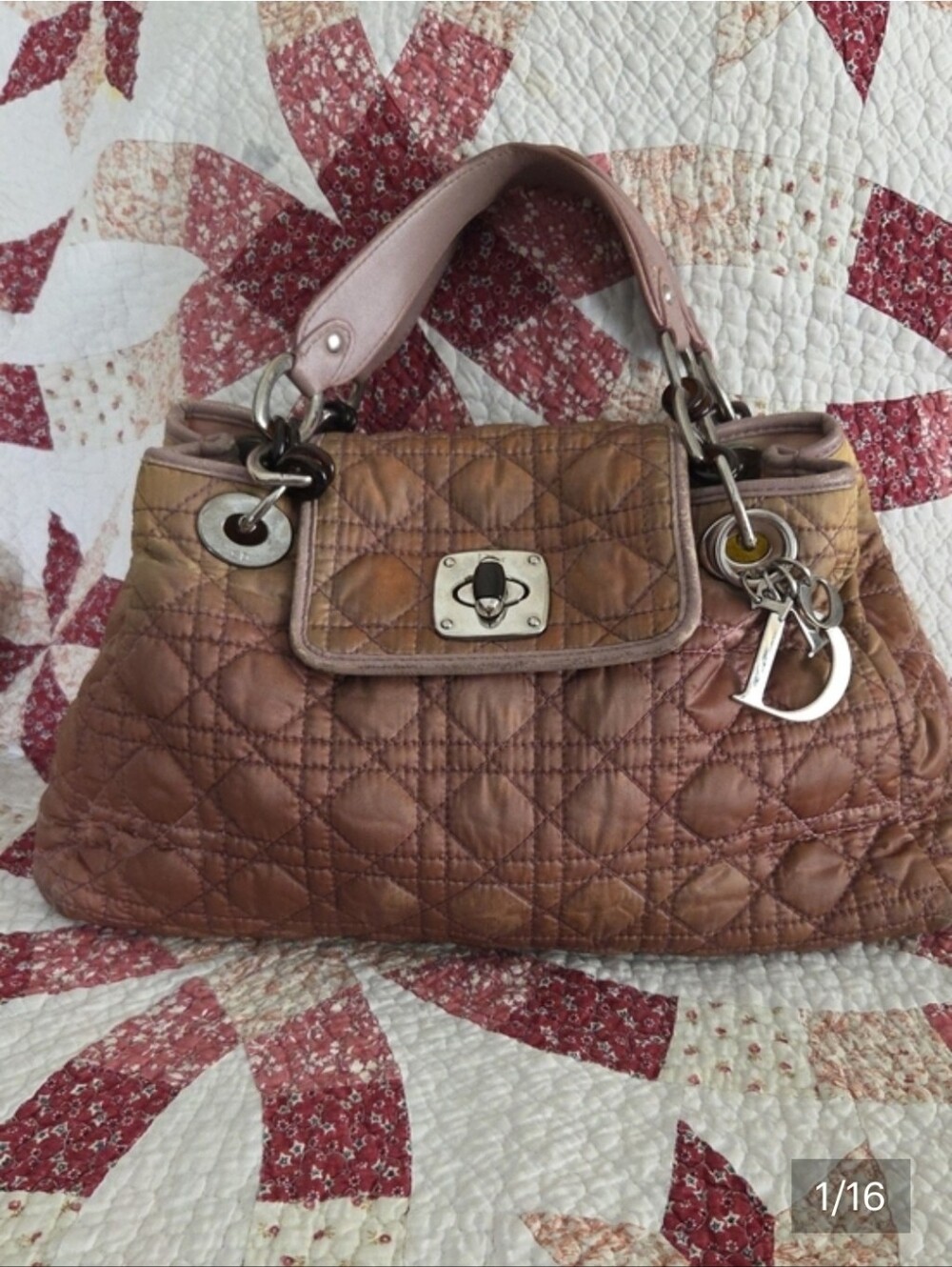 Dior Cannage Shoulder Bag in Pink and Brown Tones Ombre - Picture 3 of 16